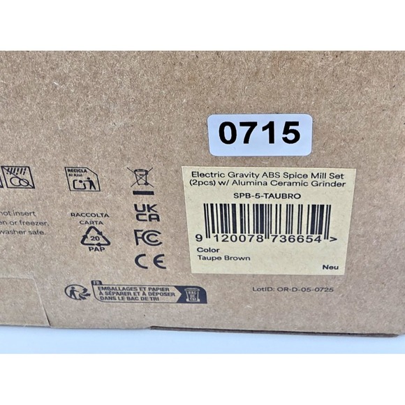 LARS NYSØM Austrian Design Electric Salt and Pepper Grinder Set Taupe Brown USB - Picture 12 of 13